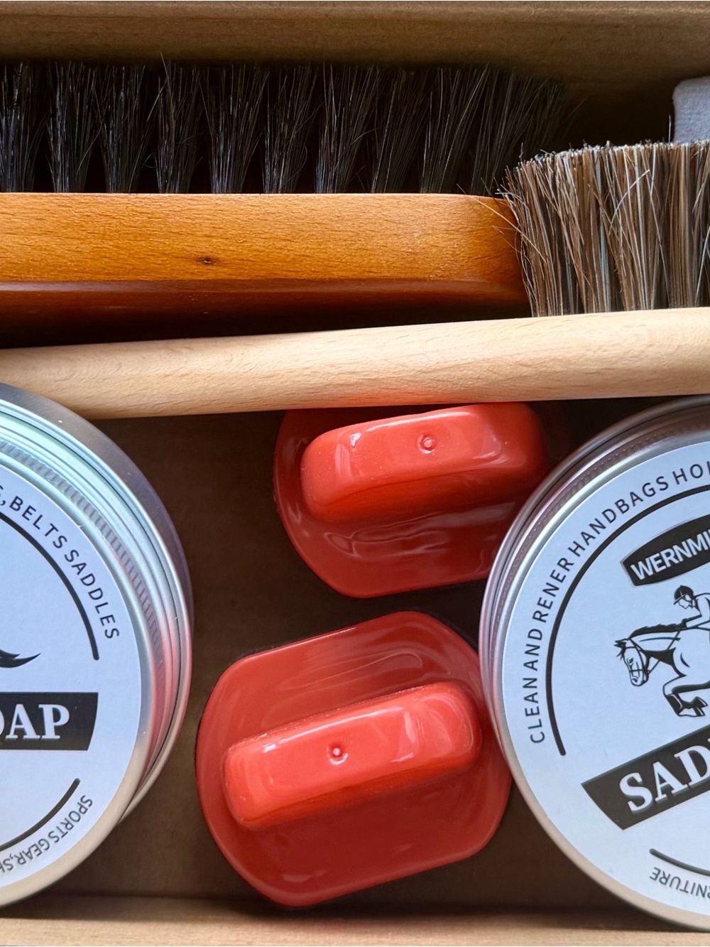 Leather Care Saddle Soap Kit with Coral Brush Bars - Men Shoes Boots